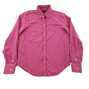Lauren Ralph Lauren Green Label Shirt Women's Small‎ Pink Check Long Sleeve EUC